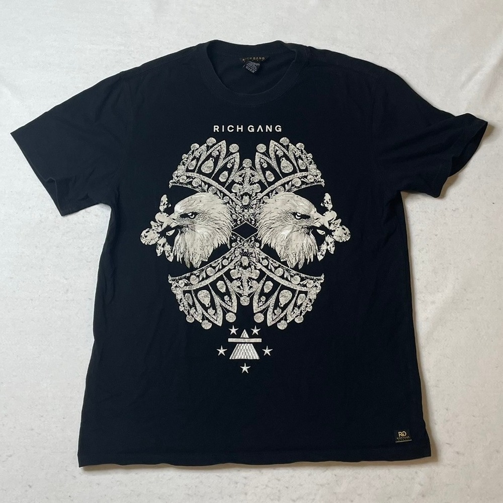 Rich Gang T-Shirt Black Eagle Graphic Print Menswear Fashion‎ Young Thug